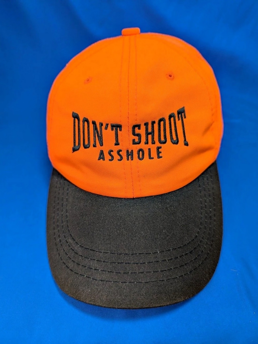 Hunting Hat Neon Graphic Baseball Cap in Orange & Black Unisex Humorous